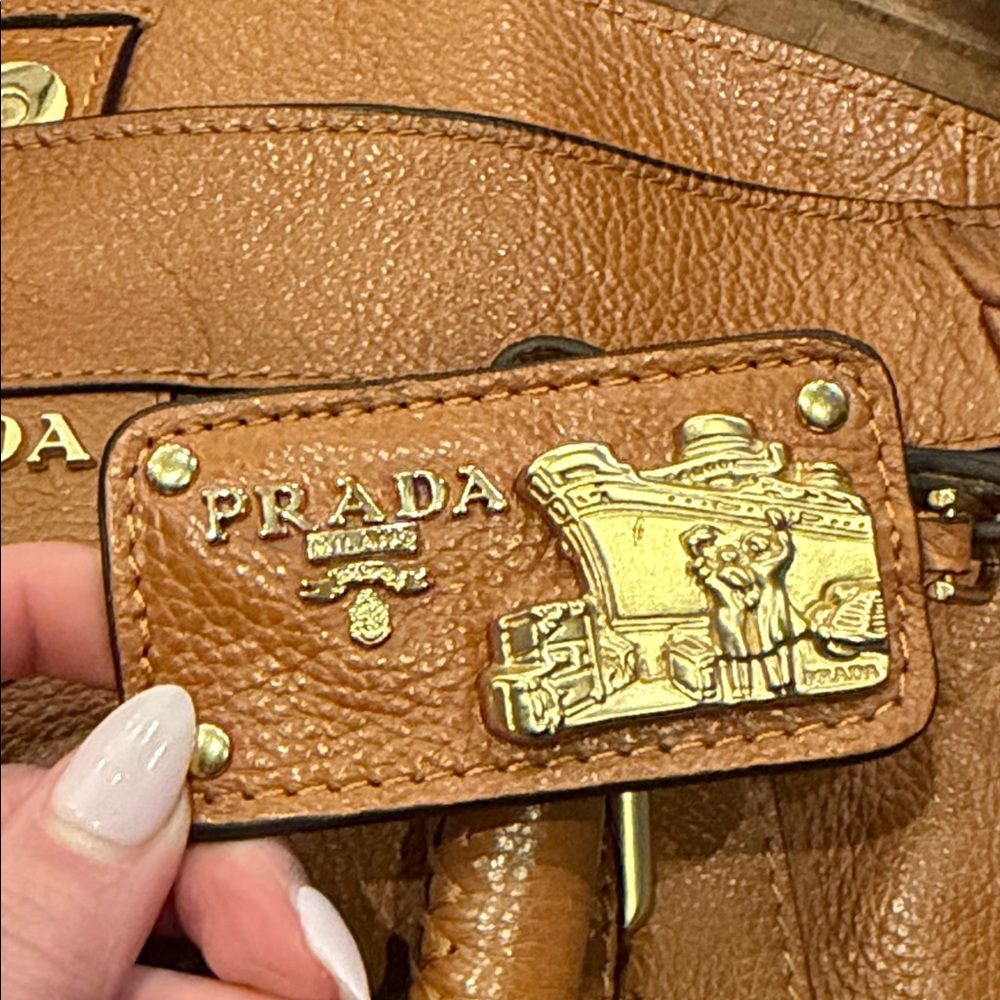 Rare Vintage Prada Vitello Daino Leather Satchel Tote Brown - Picture 4 of 14